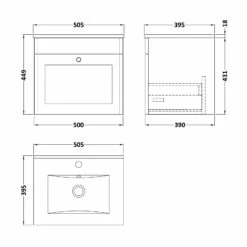 Nuie Classique Wall Hung 1-Drawer Vanity Unit With Basin-2 500mm Wide - Satin Anthracite -HEATANDPLUMB Sales nuie classique vanity unit clc1491c 1