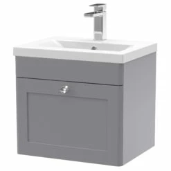 Nuie Classique Wall Hung 1-Drawer Vanity Unit With Basin-1 500mm Wide - Satin Grey