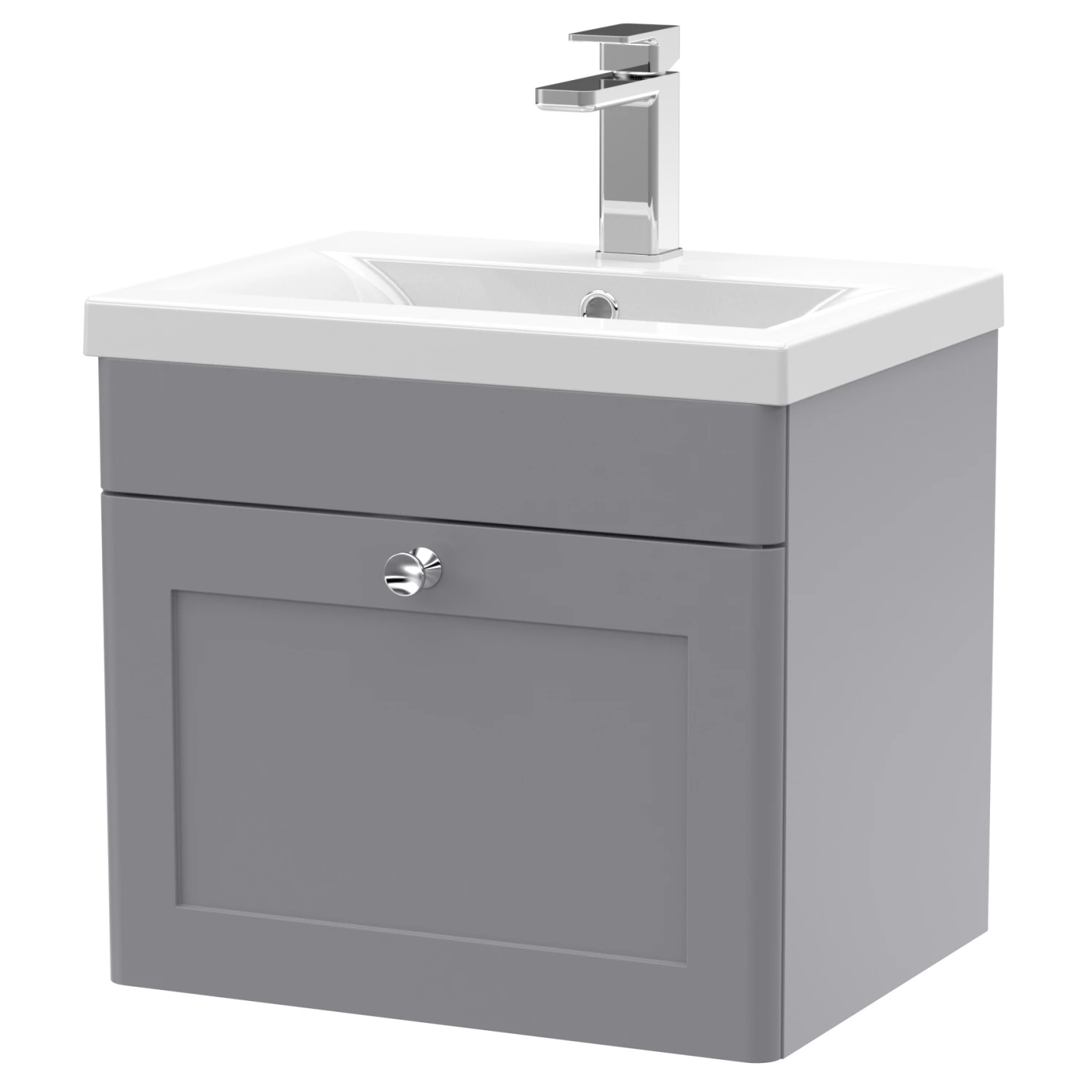 Nuie Classique Wall Hung 1-Drawer Vanity Unit With Basin-1 500mm Wide - Satin Grey 3 Nuie Classique Wall Hung 1-Drawer Vanity Unit With Basin-1 500mm Wide - Satin Grey