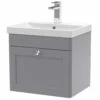 Nuie Classique Wall Hung 1-Drawer Vanity Unit With Basin-3 500mm Wide - Satin Grey