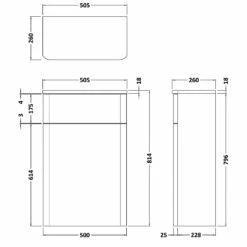 Nuie Core Back To Wall WC Toilet Unit 500mm Wide - Gloss White