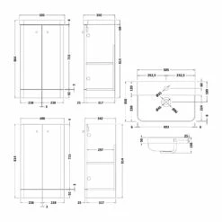 Nuie Core Floor Standing 2-Door Vanity Unit With Thin Edge Basin 500mm Wide - Satin Green