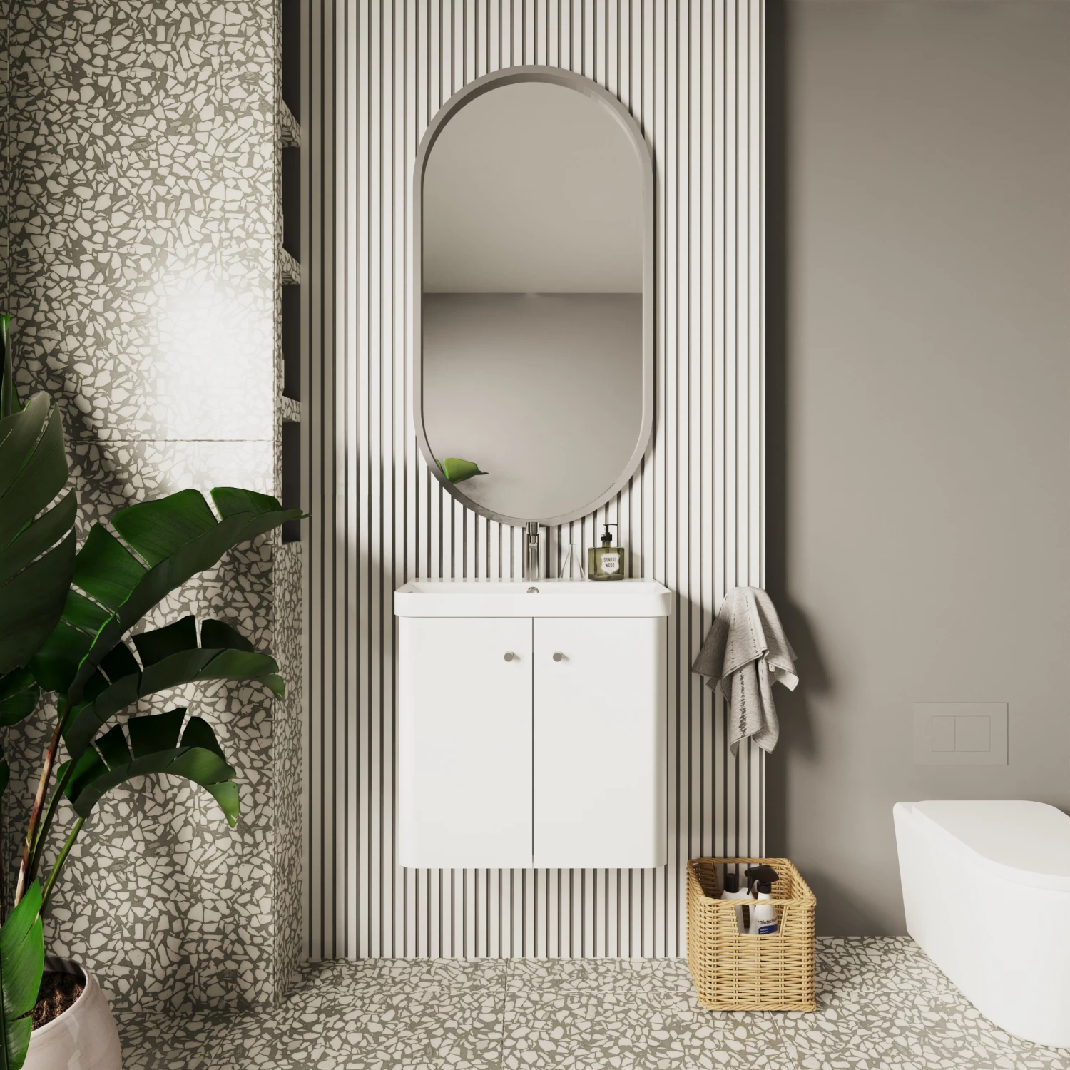 Nuie Core Wall Hung 2-Door Vanity Unit With Thin Edge Basin 600mm Wide - Gloss White 5 Nuie Core Wall Hung 2-Door Vanity Unit With Thin Edge Basin 600mm Wide - Gloss White - Image 3