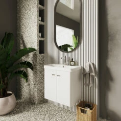 Nuie Core Wall Hung 2-Door Vanity Unit With Thin Edge Basin 600mm Wide - Gloss White 11 Nuie Core Wall Hung 2-Door Vanity Unit With Thin Edge Basin 600mm Wide - Gloss White -HEATANDPLUMB Sales nuie core vanity unit cor105 3