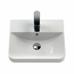 Nuie Core Wall Hung 1-Door Vanity Unit With Thin Edge Basin 400mm Wide - Gloss Grey Mist