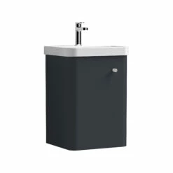 Nuie Core Wall Hung 1-Door Vanity Unit With Thin Edge Basin 400mm Wide - Satin Anthracite