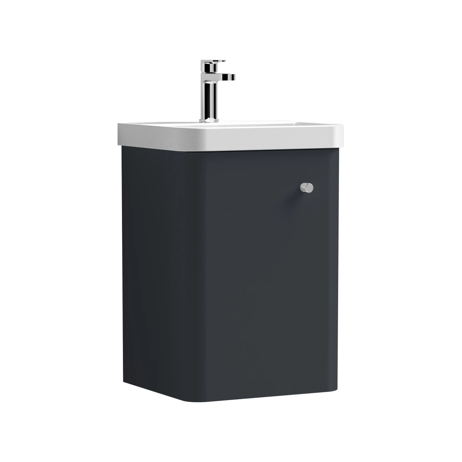 Nuie Core Wall Hung 1-Door Vanity Unit With Thin Edge Basin 400mm Wide - Satin Anthracite 3 Nuie Core Wall Hung 1-Door Vanity Unit With Thin Edge Basin 400mm Wide - Satin Anthracite