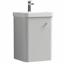 Nuie Core Wall Hung 1-Door Vanity Unit With Thin Edge Basin 400mm Wide - Gloss Grey Mist 9 Nuie Core Wall Hung 1-Door Vanity Unit With Thin Edge Basin 400mm Wide - Gloss Grey Mist -HEATANDPLUMB Sales nuie core vanity unit cor401 1