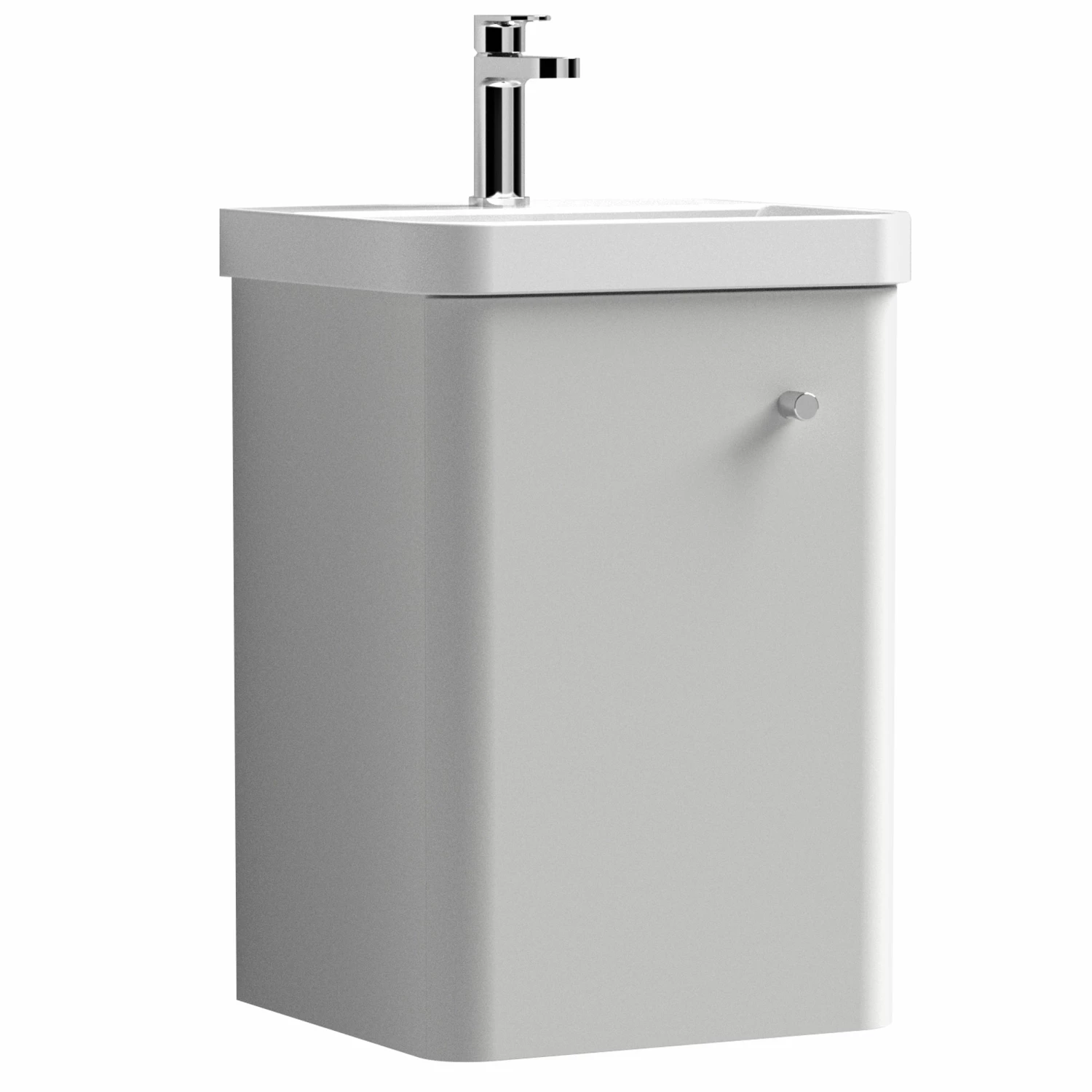 Nuie Core Wall Hung 1-Door Vanity Unit With Thin Edge Basin 400mm Wide - Gloss Grey Mist 5 Nuie Core Wall Hung 1-Door Vanity Unit With Thin Edge Basin 400mm Wide - Gloss Grey Mist - Image 3