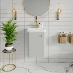 Nuie Core Wall Hung 1-Door Vanity Unit With Thin Edge Basin 400mm Wide - Gloss Grey Mist 11 Nuie Core Wall Hung 1-Door Vanity Unit With Thin Edge Basin 400mm Wide - Gloss Grey Mist -HEATANDPLUMB Sales nuie core vanity unit cor401 2