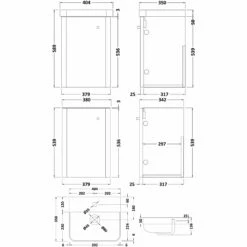 Nuie Core Wall Hung 1-Door Vanity Unit With Thin Edge Basin 400mm Wide - Satin Anthracite 7 Nuie Core Wall Hung 1-Door Vanity Unit With Thin Edge Basin 400mm Wide - Satin Anthracite -HEATANDPLUMB Sales nuie core vanity unit cor401 4