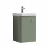 Nuie Core Wall Hung 1-Door Vanity Unit With Thin Edge Basin 400mm Wide - Satin Green 2 Nuie Core Wall Hung 1-Door Vanity Unit With Thin Edge Basin 400mm Wide - Satin Green -HEATANDPLUMB Sales nuie core vanity unit cor801