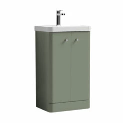 Nuie Core Floor Standing 2-Door Vanity Unit With Thin Edge Basin 500mm Wide - Satin Green 7 Nuie Core Floor Standing 2-Door Vanity Unit With Thin Edge Basin 500mm Wide - Satin Green -HEATANDPLUMB Sales nuie core vanity unit cor804