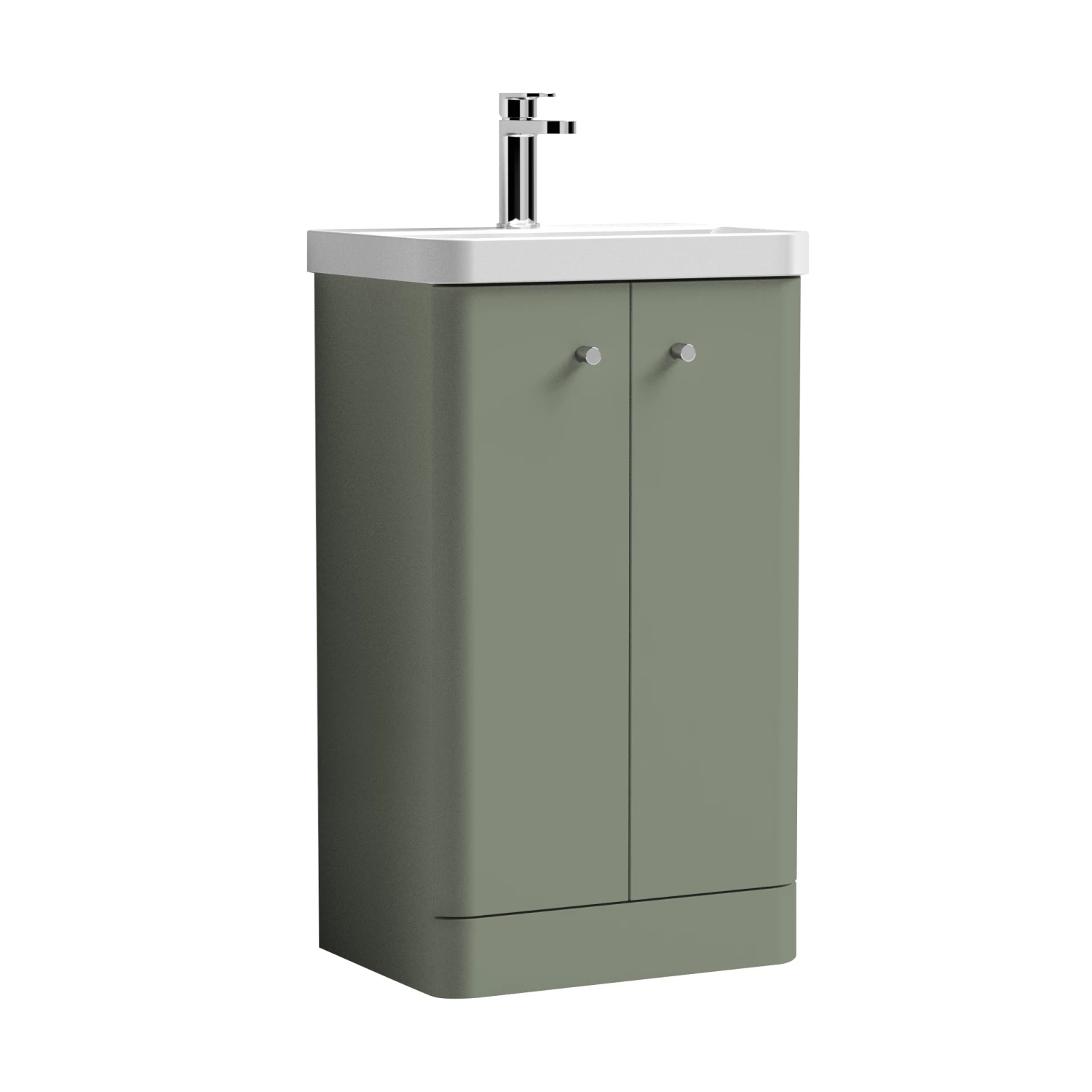 Nuie Core Floor Standing 2-Door Vanity Unit With Thin Edge Basin 500mm Wide - Satin Green 5 Nuie Core Floor Standing 2-Door Vanity Unit With Thin Edge Basin 500mm Wide - Satin Green - Image 3