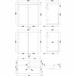 Nuie Core Wall Hung 2-Door Vanity Unit With Thin Edge Basin 600mm Wide - Satin Anthracite