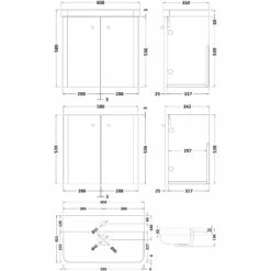 Nuie Core Wall Hung 2-Door Vanity Unit With Thin Edge Basin 600mm Wide - Gloss White 8 Nuie Core Wall Hung 2-Door Vanity Unit With Thin Edge Basin 600mm Wide - Gloss White -HEATANDPLUMB Sales nuie core vanity unit cor905 1