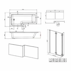 Nuie Cove L-Shaped Shower Bath Hinged Screen 1700mm X 700mm/850mm - Left Handed -HEATANDPLUMB Sales nuie cove bath nmp135 nsbs3 wbs1785l 3 1