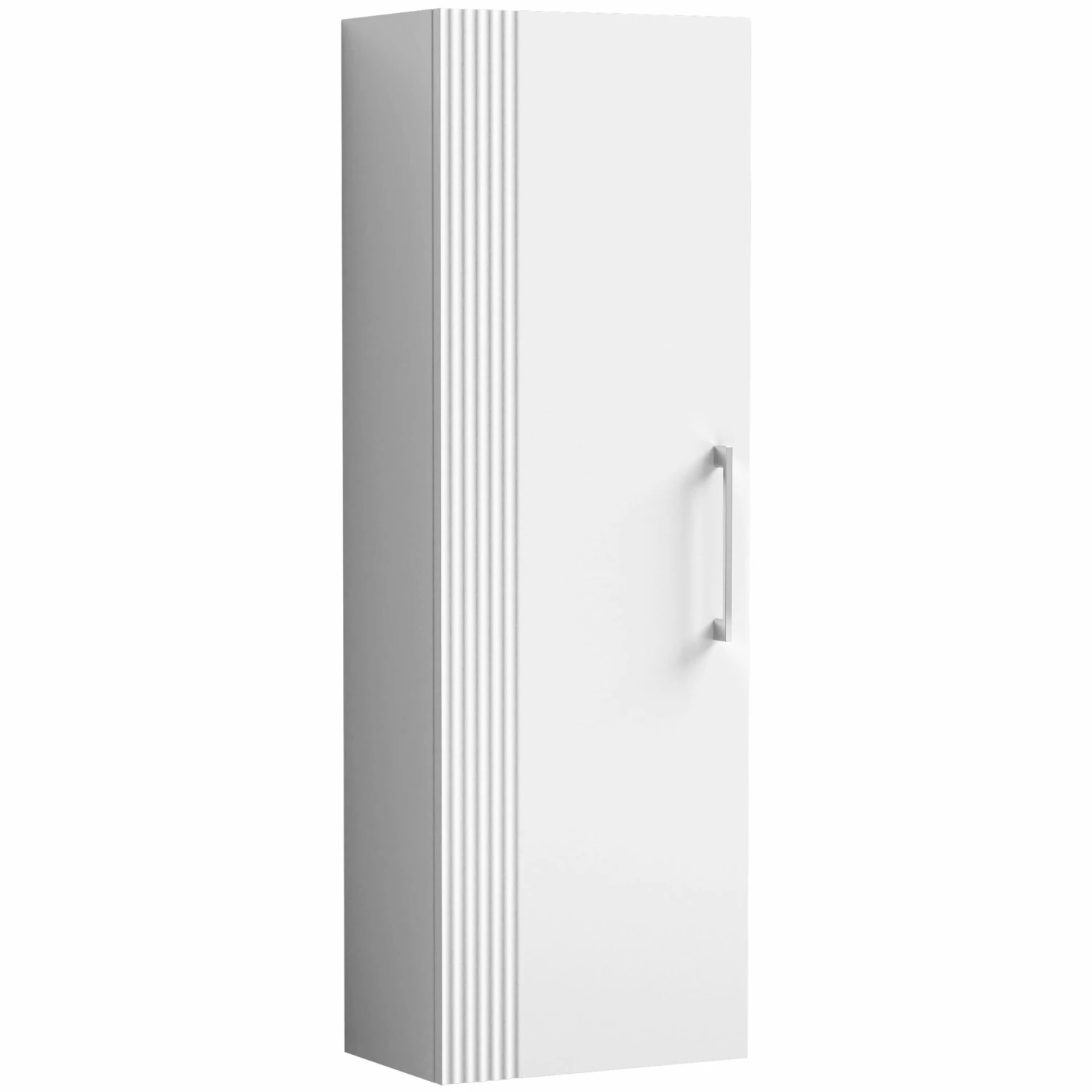 Nuie Deco Wall Hung 1-Door Tall Unit 400mm Wide - Satin White 3 Nuie Deco Wall Hung 1-Door Tall Unit 400mm Wide - Satin White