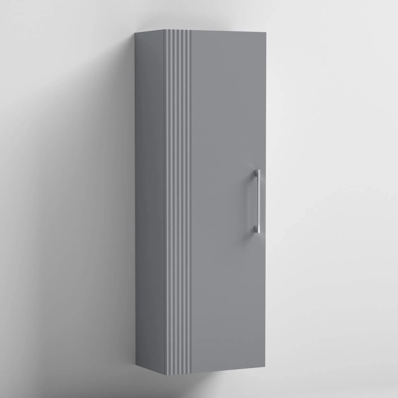 Nuie Deco Wall Hung 1-Door Tall Unit 400mm Wide - Satin Grey 3 Nuie Deco Wall Hung 1-Door Tall Unit 400mm Wide - Satin Grey
