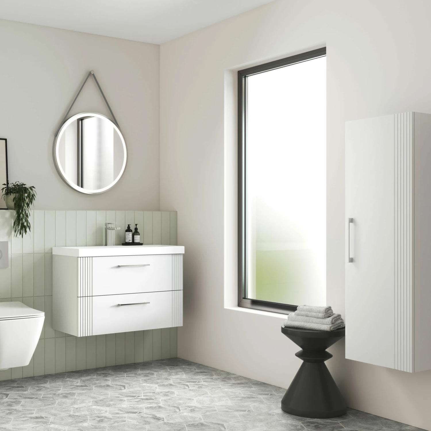 Nuie Deco Wall Hung 1-Door Tall Unit 400mm Wide - Satin White 5 Nuie Deco Wall Hung 1-Door Tall Unit 400mm Wide - Satin White - Image 3