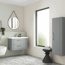 Nuie Deco Wall Hung 1-Door Tall Unit 400mm Wide - Satin Grey 7 Nuie Deco Wall Hung 1-Door Tall Unit 400mm Wide - Satin Grey -HEATANDPLUMB Sales nuie deco bathroom furniture pmdecwh1dotu40 2