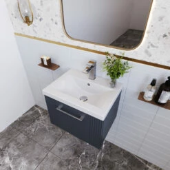 Nuie Deco Wall Hung 1-Drawer Vanity Unit With Basin-1 500mm Wide - Satin Blue -HEATANDPLUMB Sales nuie deco vanity unit dpf1491a 3