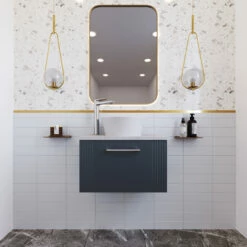 Nuie Deco Wall Hung 1-Drawer Vanity Unit With Bellato Grey Worktop 600mm Wide - Satin Anthracite -HEATANDPLUMB Sales nuie deco vanity unit dpf1494lbg 4