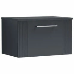 Nuie Deco Wall Hung 1-Drawer Vanity Unit With Worktop 600mm Wide - Satin Anthracite