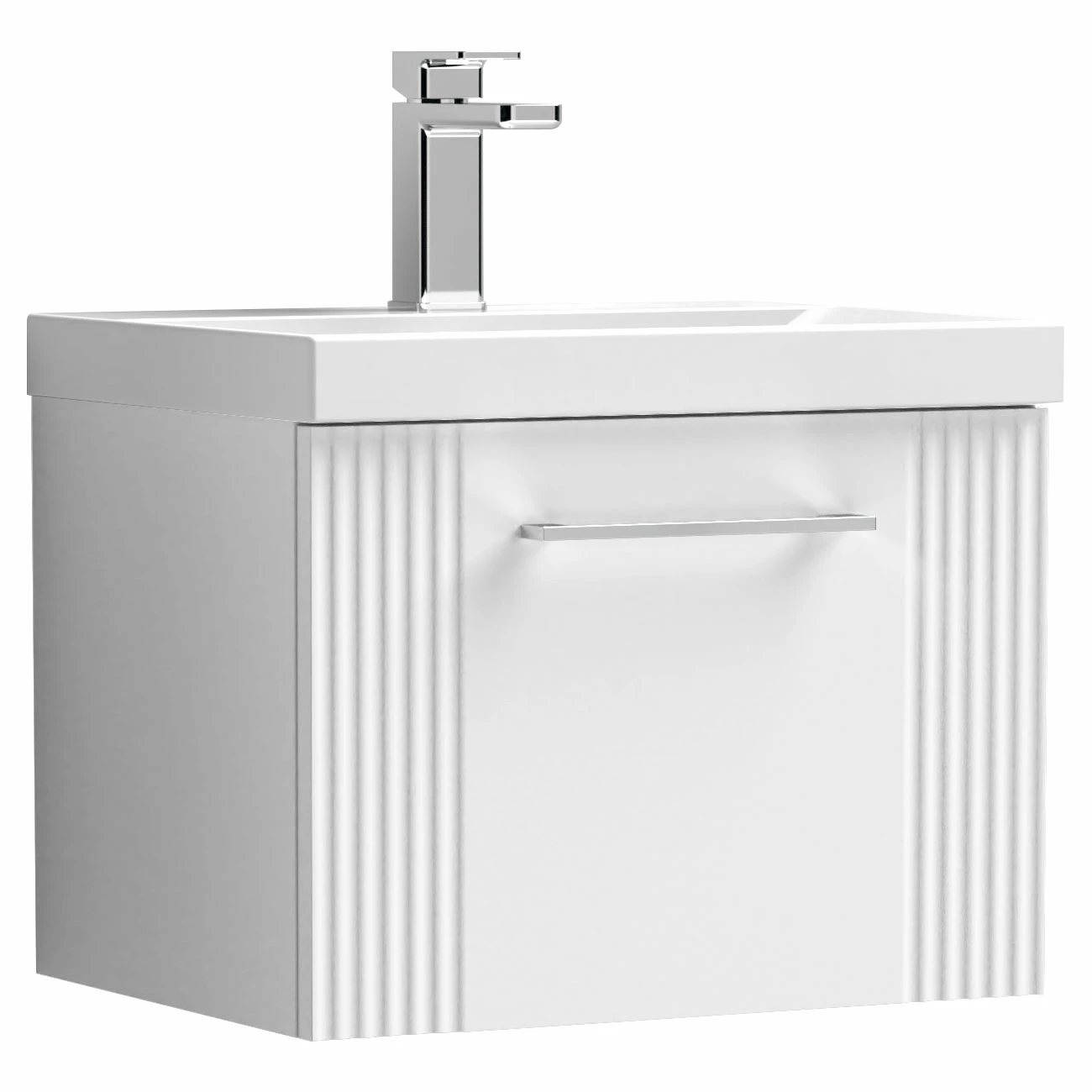 Nuie Deco Wall Hung 1-Drawer Vanity Unit With Basin-1 500mm Wide - Satin White 3 Nuie Deco Wall Hung 1-Drawer Vanity Unit With Basin-1 500mm Wide - Satin White