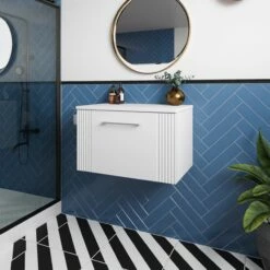 Nuie Deco Wall Hung 1-Drawer Vanity Unit With Worktop 600mm Wide - Satin White -HEATANDPLUMB Sales nuie deco vanity unit dpf194w 1