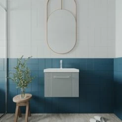 Nuie Deco Wall Hung 1-Drawer Vanity Unit With Basin-1 500mm Wide - Satin Grey