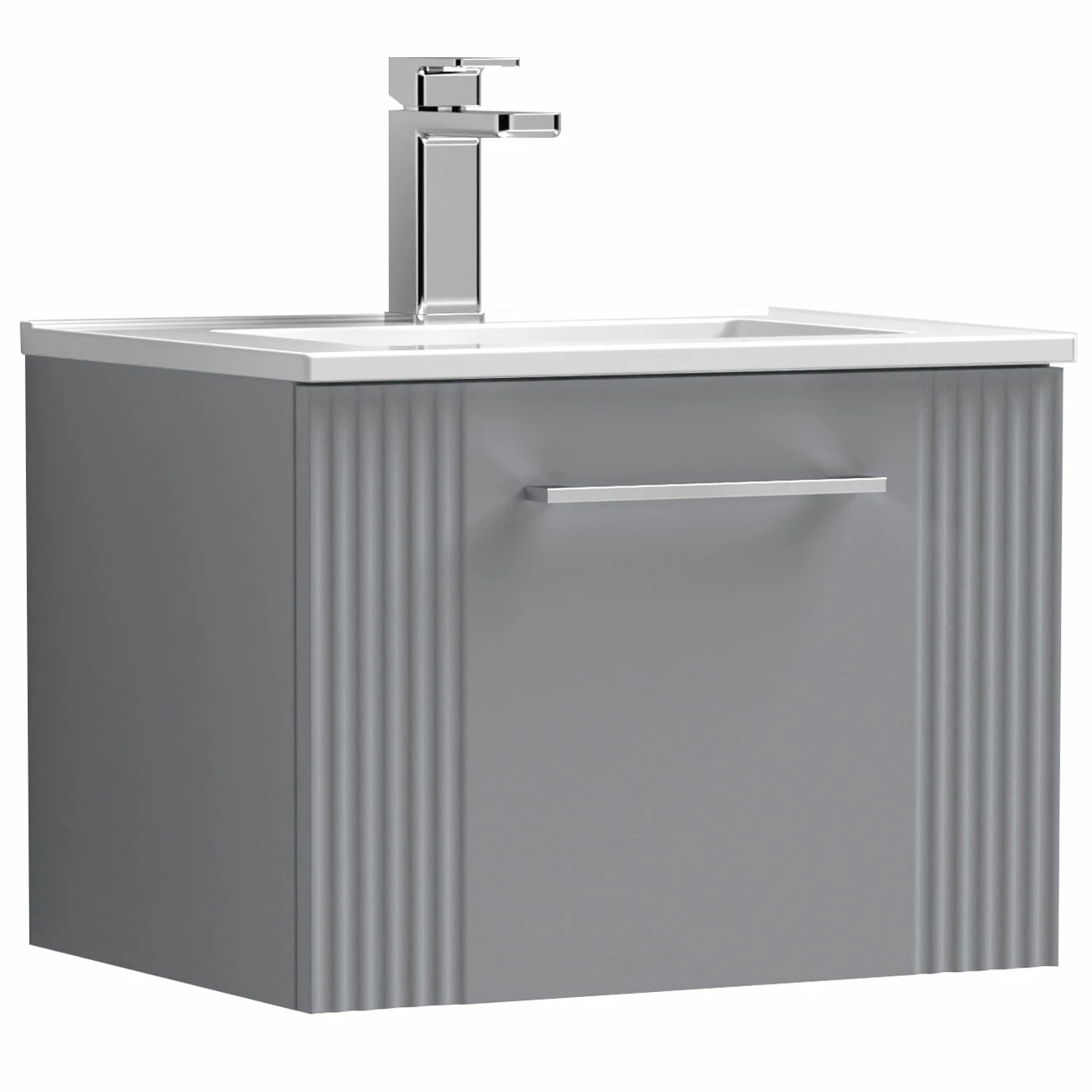 Nuie Deco Wall Hung 1-Drawer Vanity Unit With Basin-2 500mm Wide - Satin Grey 8 Nuie Deco Wall Hung 1-Drawer Vanity Unit With Basin-2 500mm Wide - Satin Grey - Image 6