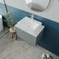 Nuie Deco Wall Hung 1-Drawer Vanity Unit With Bellato Grey Worktop 600mm Wide - Satin Reed Green 17 Nuie Deco Wall Hung 1-Drawer Vanity Unit With Bellato Grey Worktop 600mm Wide - Satin Reed Green -HEATANDPLUMB Sales nuie deco vanity unit dpf294lsw 4 2