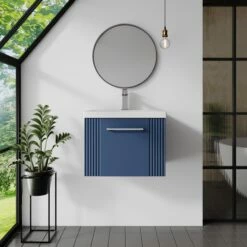 Nuie Deco Wall Hung 1-Drawer Vanity Unit With Basin-1 500mm Wide - Satin Blue -HEATANDPLUMB Sales nuie deco vanity unit dpf391a 1