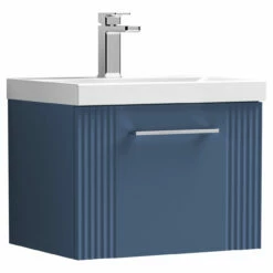 Nuie Deco Wall Hung 1-Drawer Vanity Unit With Basin-1 500mm Wide - Satin Blue -HEATANDPLUMB Sales nuie deco vanity unit dpf391a