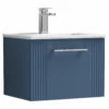Nuie Deco Wall Hung 1-Drawer Vanity Unit With Basin-2 500mm Wide - Satin Blue 2 Nuie Deco Wall Hung 1-Drawer Vanity Unit With Basin-2 500mm Wide - Satin Blue -HEATANDPLUMB Sales nuie deco vanity unit dpf391b