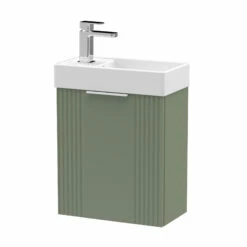 Nuie Deco Compact Wall Hung 1-Door Vanity Unit With Basin 400mm Wide - Satin Green 6 Nuie Deco Compact Wall Hung 1-Door Vanity Unit With Basin 400mm Wide - Satin Green -HEATANDPLUMB Sales nuie deco vanity unit flt890 4