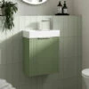 Nuie Deco Compact Wall Hung 1-Door Vanity Unit With Basin 400mm Wide - Satin Green 1 Nuie Deco Compact Wall Hung 1-Door Vanity Unit With Basin 400mm Wide - Satin Green -HEATANDPLUMB Sales nuie deco vanity unit flt890 6