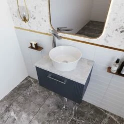 Nuie Deco Wall Hung 1-Drawer Vanity Unit With Bellato Grey Worktop 600mm Wide - Satin Anthracite -HEATANDPLUMB Sales nuie deco vanity unit pmdecwh1druwt60 8 1