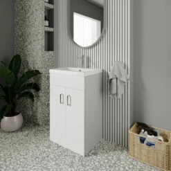 Nuie Eden Floor Standing 2-Door Vanity Unit With Basin-1 500mm Wide - Gloss White -HEATANDPLUMB Sales nuie eden vanity unit vtmw500e 1 1