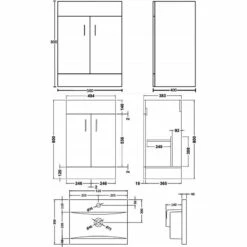 Nuie Eden Floor Standing 2-Door Vanity Unit With Basin-1 500mm Wide - Gloss White -HEATANDPLUMB Sales nuie eden vanity unit vtmw500e 1