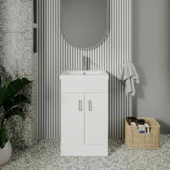 Nuie Eden Floor Standing 2-Door Vanity Unit With Basin-1 500mm Wide - Gloss White -HEATANDPLUMB Sales nuie eden vanity unit vtmw500e