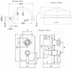 Nuie Edwardian Concealed Shower Mixer With Fixed Head - Chrome