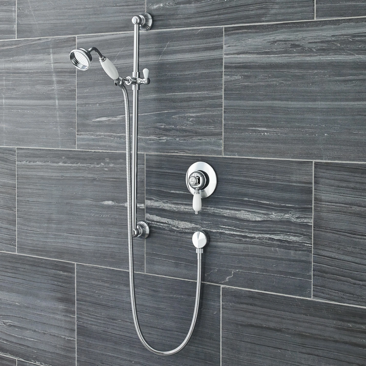 Nuie Edwardian Round Manual Concealed Shower Valve With Slider Rail Kit - Chrome 5 Nuie Edwardian Round Manual Concealed Shower Valve With Slider Rail Kit - Chrome - Image 3