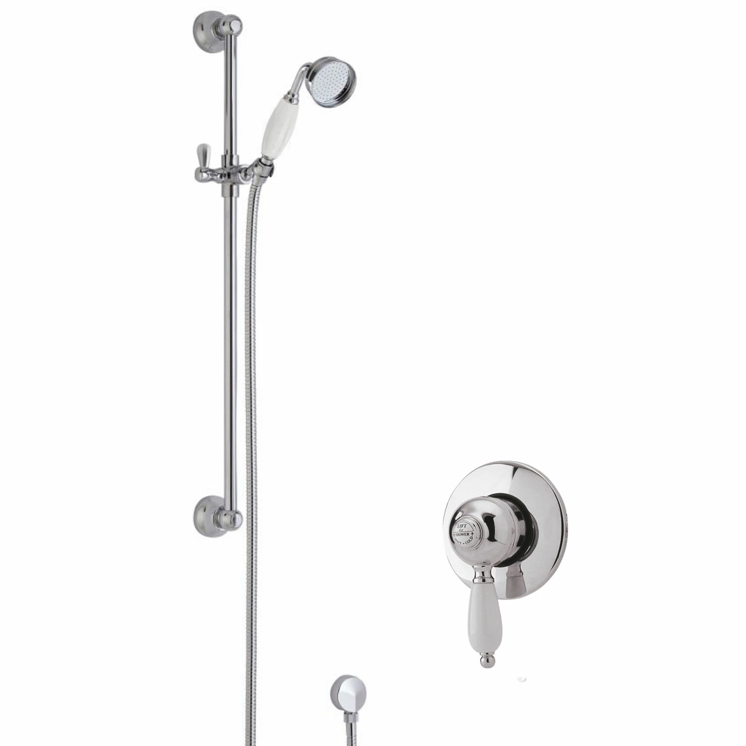 Nuie Edwardian Round Manual Concealed Shower Valve With Slider Rail Kit - Chrome 4 Nuie Edwardian Round Manual Concealed Shower Valve With Slider Rail Kit - Chrome - Image 2