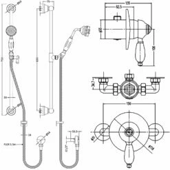Nuie Edwardian Round Manual Concealed Shower Valve With Slider Rail Kit - Chrome