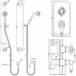 Nuie Edwardian Twin Square Thermostatic Concealed Shower Valve With Slider Rail Kit - Chrome -HEATANDPLUMB Sales nuie edwardian complete mixer shower sbt56tw1 2