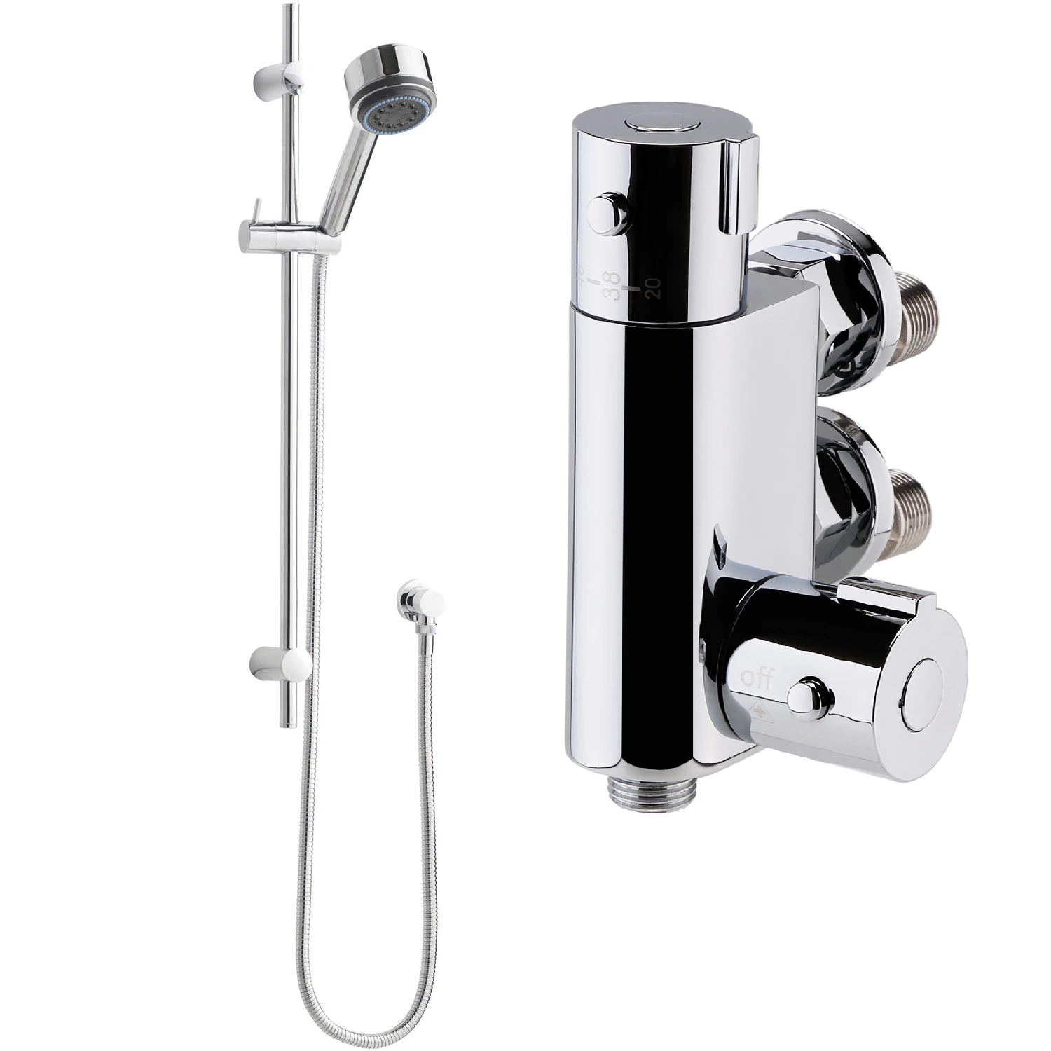 Nuie Linear Vertical Thermostatic Bar Shower Valve With Slider Rail Kit - Chrome 6 Nuie Linear Vertical Thermostatic Bar Shower Valve With Slider Rail Kit - Chrome - Image 4