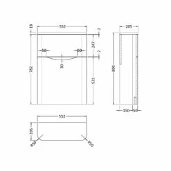 Nuie Lunar Back To Wall WC Toilet Unit 550mm Wide - Satin Blue