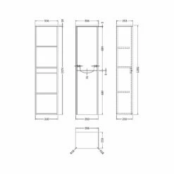 Nuie Lunar Wall Hung 2-Door Tall Unit 356mm Wide - Satin Blue